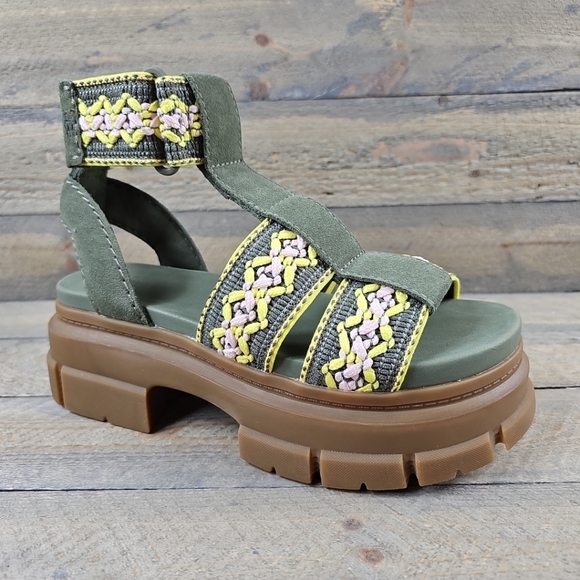 UGG Shoes - UGG Ashton Heritage Braid Suede Women's Platform Suede Sandals Burnt Olive
